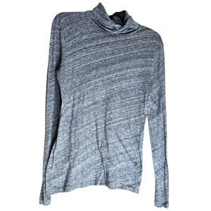Bluish Gray Cowl Neck Pullover Women Medium Long Sleeve Lightweight Stretch Knit